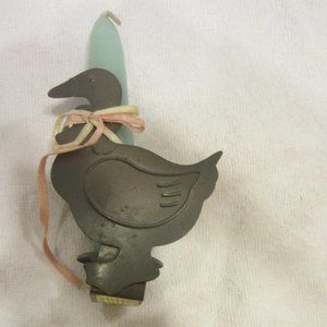 VTG 80'S JASCO SMALL METAL GOOSE CANDLE HOLDER
